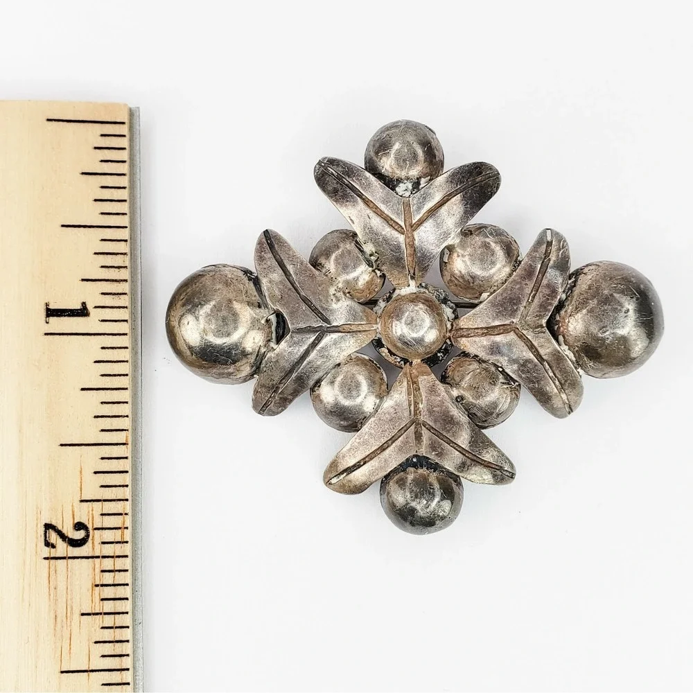 Vintage Sterling‎ Silver 925 Mexico Sculptural Modern Design Brooch Pin